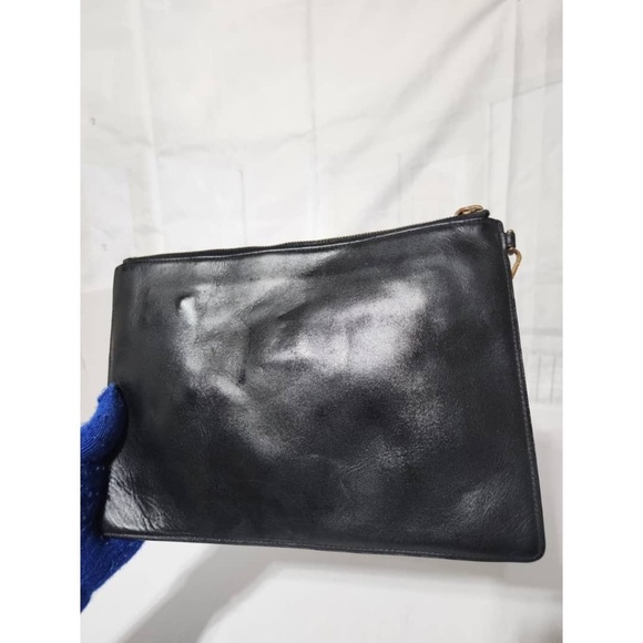 Authentic MCM Leather studded Wristlet/Clutch Black/Beige - Picture 6 of 15